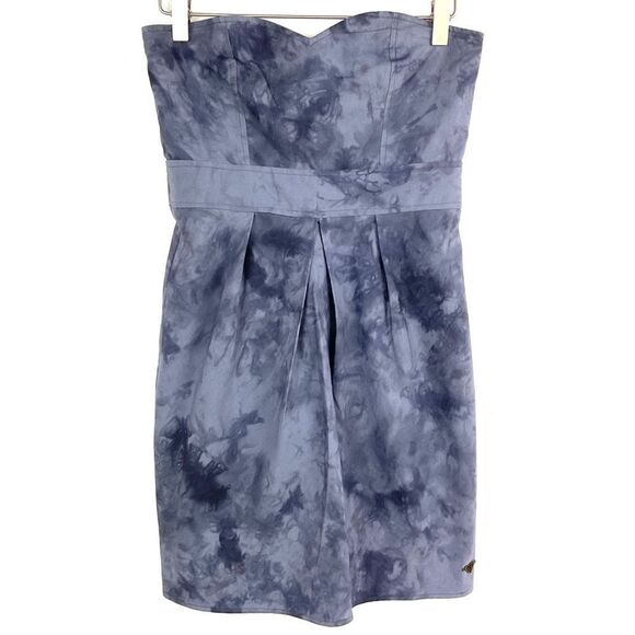 Roxy Gray Blue Tie Dye Sweetheart Sleeveless Strapless Mini Dress 5 - Picture 1 of 5